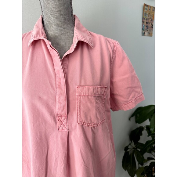 Gap Pink Denim Polo Shirt Popover Casual Midi Preppy Dress size Large - Picture 5 of 9
